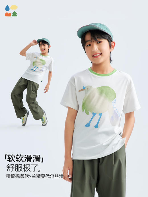 【儿童服饰团】【短袖T恤】【出汗秒干 高弹抗皱 撞色棉感短袖】【遇水“生花” 单向导汗 丝滑软糯 插画T恤】 商品图11
