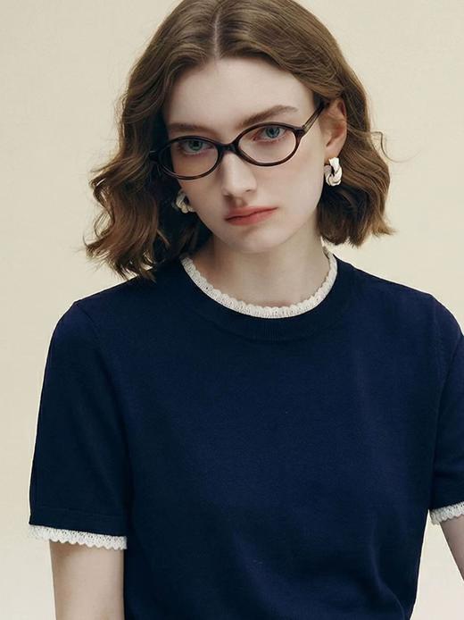 轻奢风100凉感莱赛尔撞色假两件短袖针织衫 商品图8