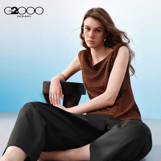 G2000女装SS26年商场新款【棉质弹性】舒适百搭七分阔脚休闲裤61263067 商品图2