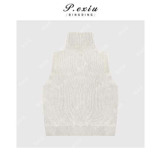 04-4潘依绣丁丁宠粉浣熊绒羊毛叠穿单排扣软糯立领无袖针织开衫Q60148 商品图1