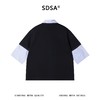 SDSA男装2026新款高贵轻奢假两件条纹拼接翻领小众设计感宽松短袖 商品缩略图4