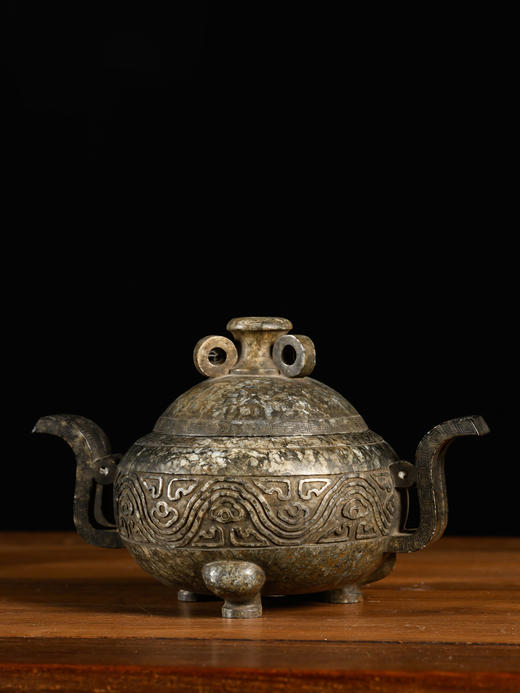 清	石雕云纹冲天耳三足香炉 商品图4