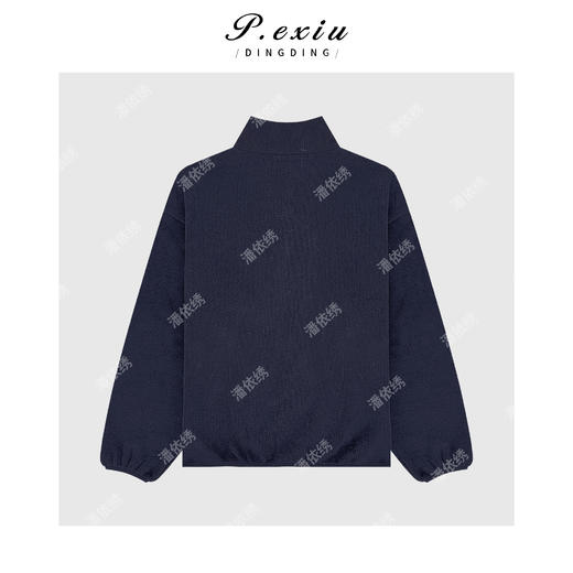 04-4潘依绣丁丁宠粉100%棉刺绣印花撞色拼接半拉链立领针织上衣Q86142 商品图1