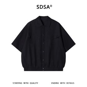 SDSA男装2026新款高贵轻奢简约纯色双口袋按扣短袖衬衫百搭时尚