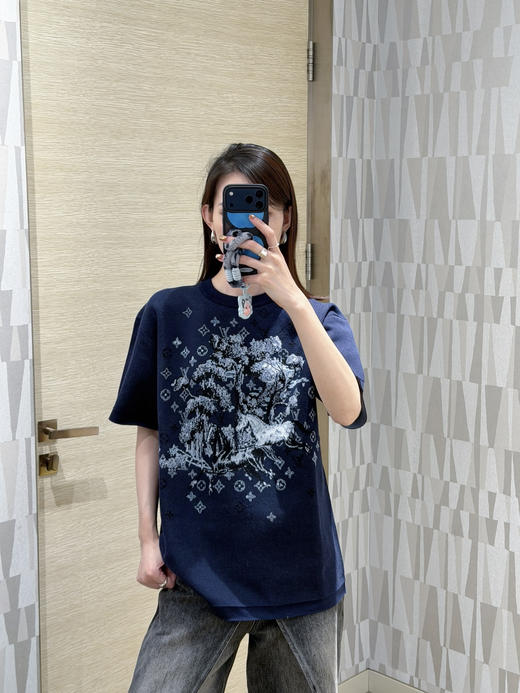 驴家 26ss刺绣字母标识提花针织T恤 商品图7