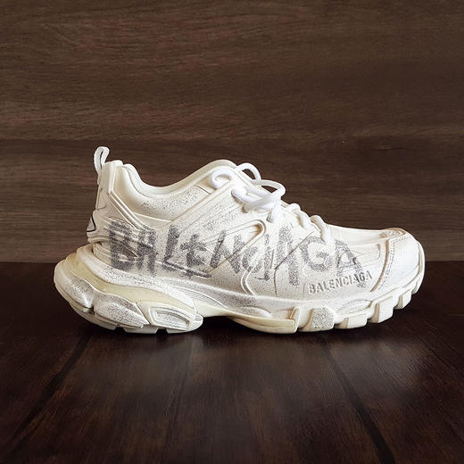 【95新】Balenciaga巴黎世家白色涂鸦Track Nail Polish运动鞋老爹鞋 36码 女士090426JJ14 商品图2