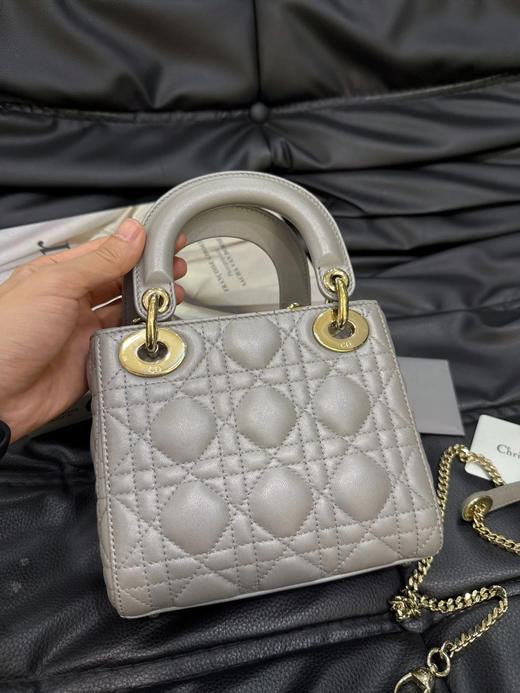 Dior 戴妃 三格 珠光灰 羊皮 斜挎包 商品图1