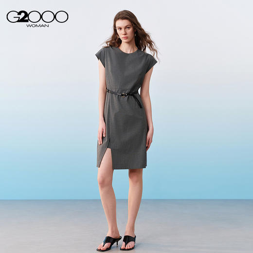 G2000女装SS26商场新款【配送腰带/舒适弹性】优雅气质A字连衣裙61231012 商品图1