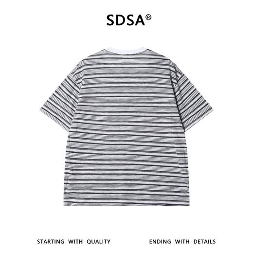 SDSA男装2026新款高贵轻奢美式撞色条纹半纽扣设计短袖T恤百搭潮 商品图4
