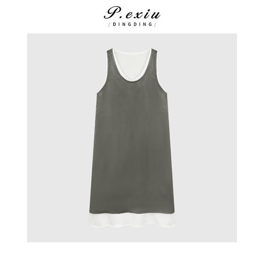 PanYiXiu/潘依绣【半夏风铃】缎面光泽感U领拼接背心连衣裙W-62945 商品图1