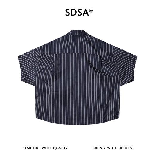 SDSA男装2026新款高贵轻奢日系刺绣字母竖纹短袖衬衫百搭时尚衬衣 商品图4