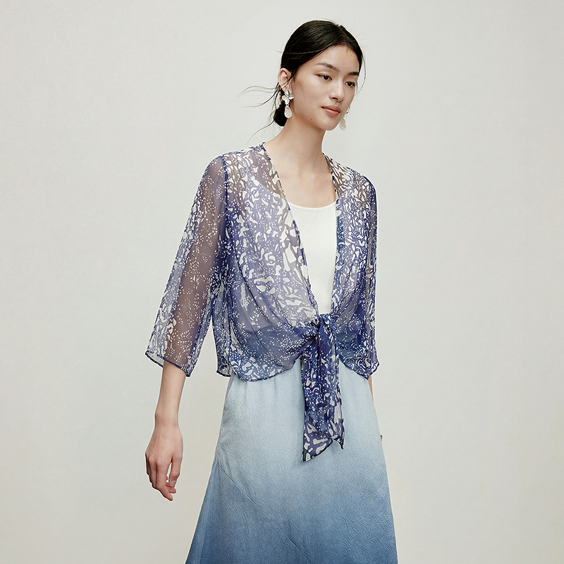 【林栖设计小店】蓝影逐风|蓝印花复古传统百搭气质夏新品衬衫上衣T1962319