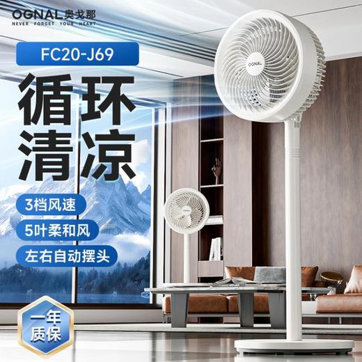 奥戈那 电风扇 空气循环扇 家用落地扇 台地两用 轻音低噪 白色 FC20-J69 商品图1