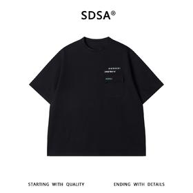 SDSA男装2026新款轻奢小众设计小珠子口袋拼接设计圆领短袖T恤潮