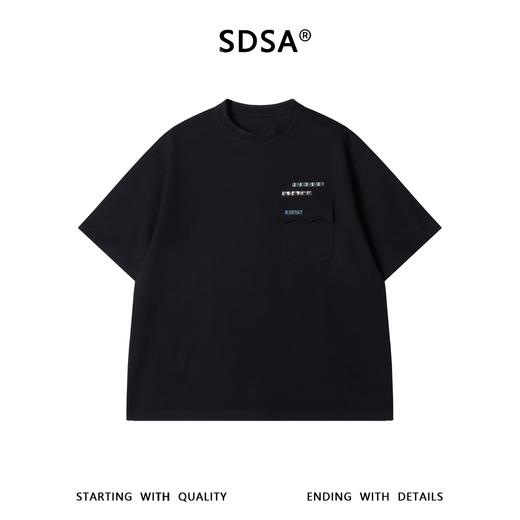 SDSA男装2026新款轻奢小众设计小珠子口袋拼接设计圆领短袖T恤潮 商品图0