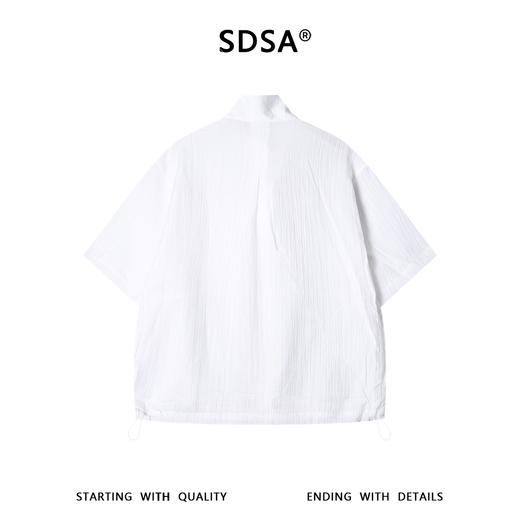 SDSA男装2026新款轻奢老钱风竖纹拉链立领短袖衬衫下摆松紧百搭 商品图4