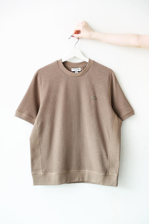 华夫格圆领tee，松弛感半袖儿。罗纹锁边双股明线衍缝t恤E041188 商品图11