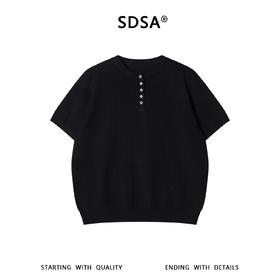 SDSA男装2026新款高贵轻奢提花肌理亨利领短袖针织衫宽松复古上衣