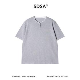 SDSA男装2026新款高贵轻奢休闲撞色半纽扣圆领短袖T恤针织休闲潮