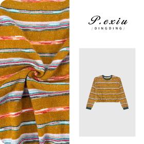 04-4潘依绣丁丁宠粉【色彩美学】羊毛绒感撞色条纹韩系减龄长袖T恤SH0135