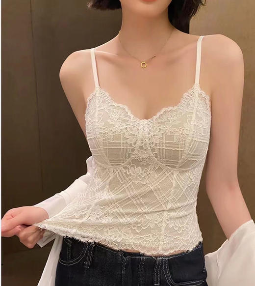 SUNJ6112格子睫毛蕾丝美背吊带 商品图3