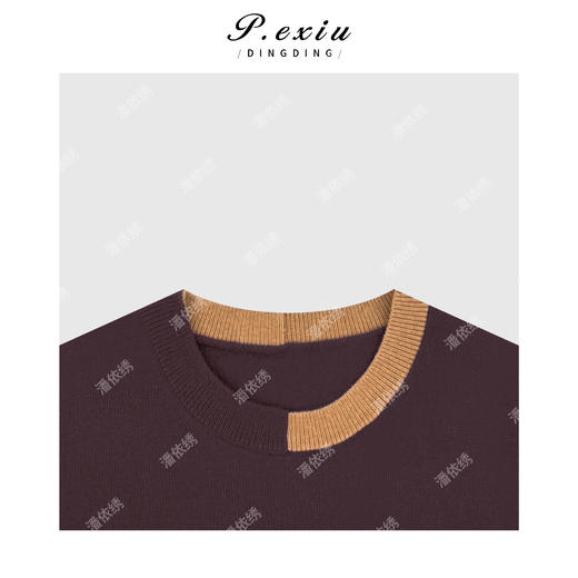 04-4潘依绣丁丁宠粉100%羊毛撞色拼接软糯圆领无袖针织上衣Q61001 商品图2