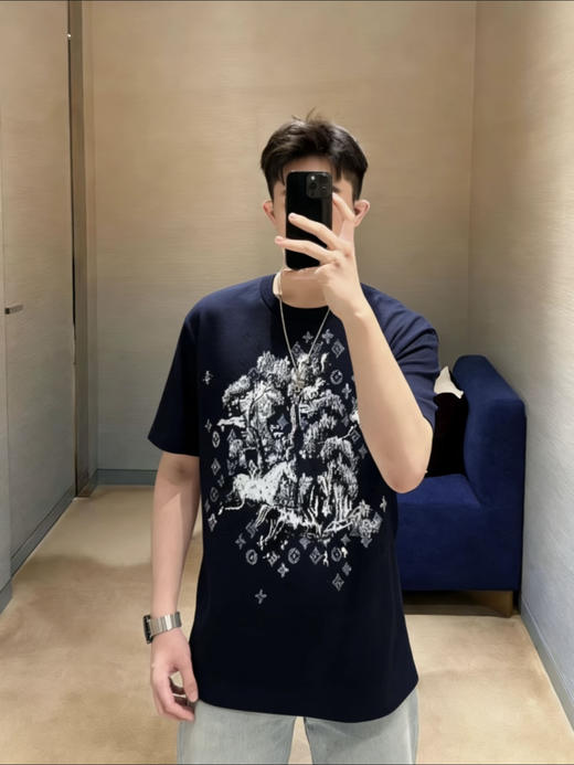 驴家 26ss刺绣字母标识提花针织T恤 商品图0