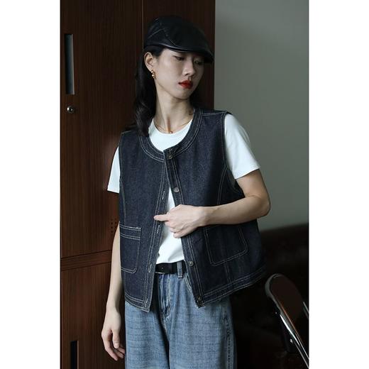 复古小众设计圆领叠穿牛仔马甲9292★AVANN 商品图3