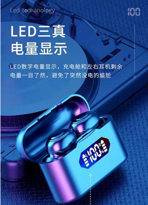 官网同步在售29.9美金！！全新正品 kurdene品牌LED显示触摸操作蓝牙5.3 超长使用6小时 无限蓝牙耳机！ 商品图14