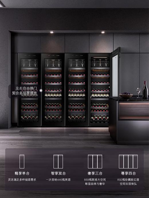 卡萨帝（Casarte）恒温酒柜零嵌入式红酒柜大容量风冷无霜恒温恒湿柜家用别墅办公室超薄款茶叶冷藏葡萄酒柜雪茄柜 曜石黑|自由嵌入|全域保湿|温湿精控 450升 商品图4