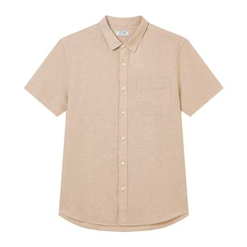 佐丹奴男装26年新款短袖立领胸袋棉麻衬衫01046212 商品图4