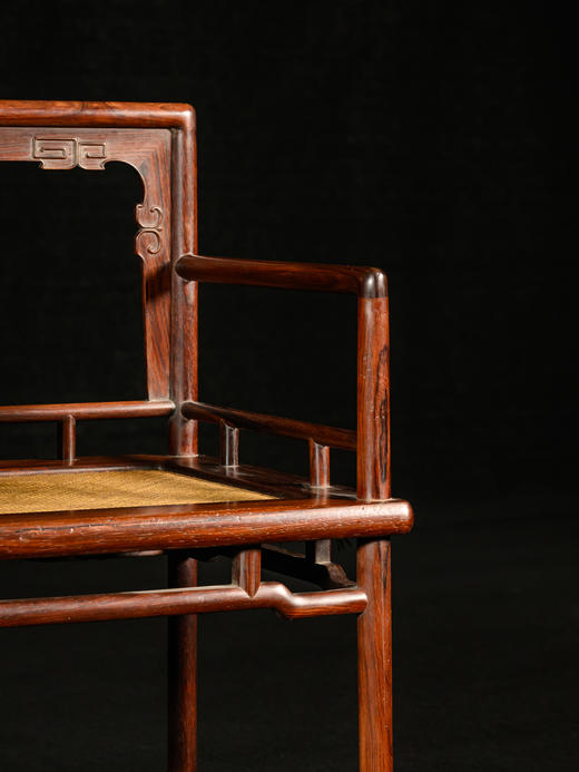 清	红木券口靠背玫瑰椅成套（两椅一几） 商品图3