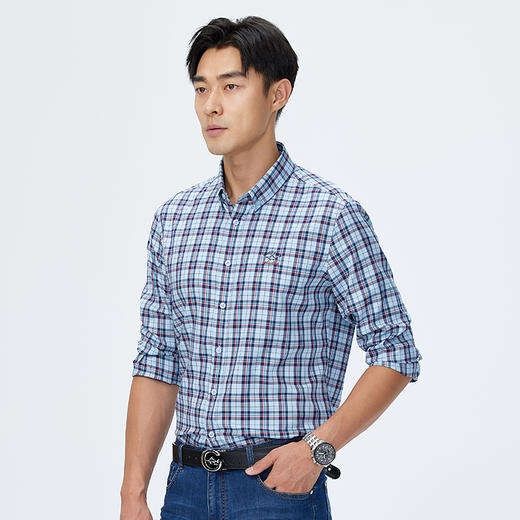 【桑蚕丝】德鲨长袖格子衬衫男2025春季新款休闲男装衬衣 商品图3