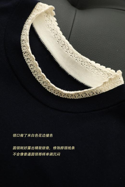轻奢风100凉感莱赛尔撞色假两件短袖针织衫 商品图13