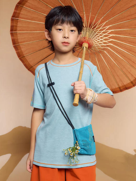 【儿童服饰团】【短袖T恤】【出汗秒干 高弹抗皱 撞色棉感短袖】【遇水“生花” 单向导汗 丝滑软糯 插画T恤】 商品图8