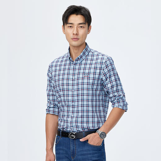 【桑蚕丝】德鲨长袖格子衬衫男2025春季新款休闲男装衬衣 商品图2
