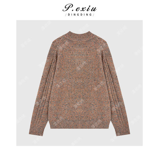 04-4潘依绣丁丁宠粉羊驼毛羊毛复古花纱混纺麻花半开领针织上衣Q23699 商品图1