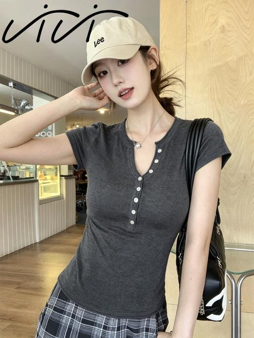 <曾小咸推荐> 4.11新品上新 辣妹半开领修身针织短袖 日常109！ 活动价79！！【预售款，预计3-15天发货】 商品图13