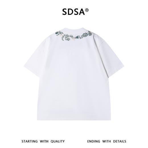 SDSA男装2026新款高贵轻奢简约领口刺绣植物花卉圆领短袖T恤百搭 商品图4