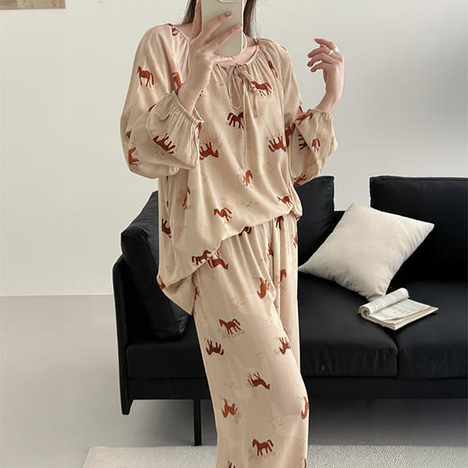 热卖！“下单送同色头花”奈奈的猫 棉绸睡衣家居服套装2.0  柔软亲肤 多花色可选 商品图9