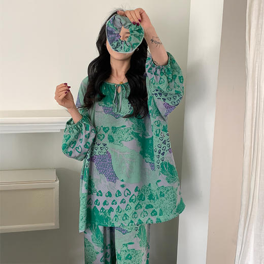 热卖！“下单送同色头花”奈奈的猫 棉绸睡衣家居服套装2.0  柔软亲肤 多花色可选 商品图7