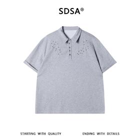 SDSA男装2026新款高贵轻奢铆钉设计感翻领短袖polo衫宽松百搭上衣