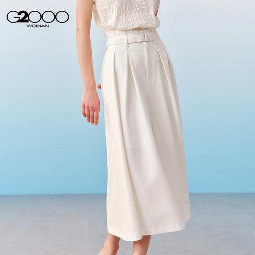 G2000女装SS26商场新款【阔腿裤/配赠腰带】亚麻弹性质感休闲裤61267147 商品图0