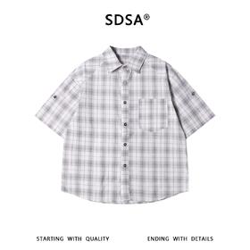 SDSA男装2026新款高贵轻奢日系少年感撞色格纹格子短袖衬衫百搭