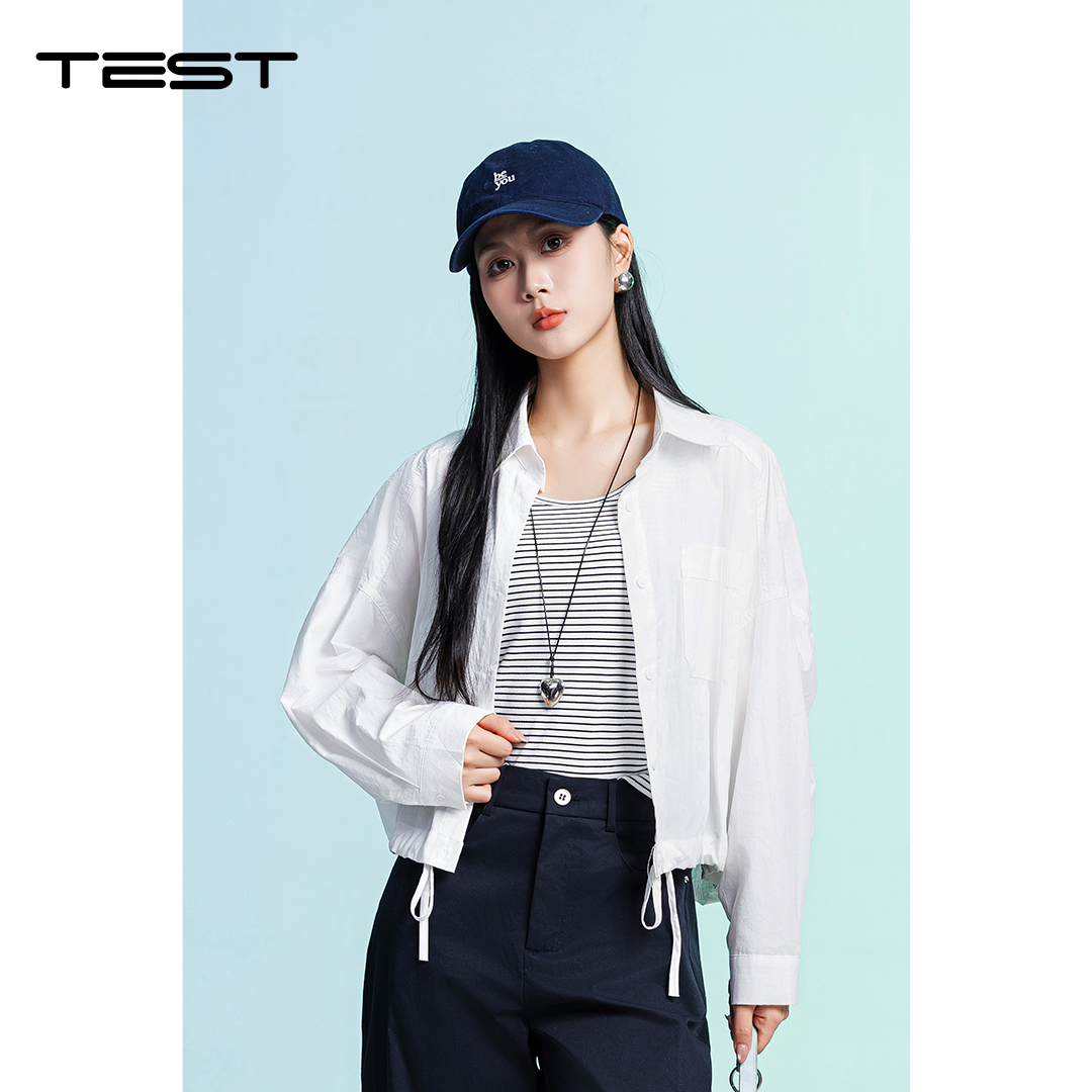 夏上新韩系松弛感抽绳收腰宽松休闲设计感两件套1262061