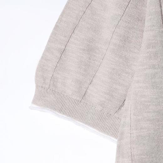 SDSA男装2026新款高贵轻奢坑条撞色边短袖针织T恤宽松肌理感上衣 商品图2