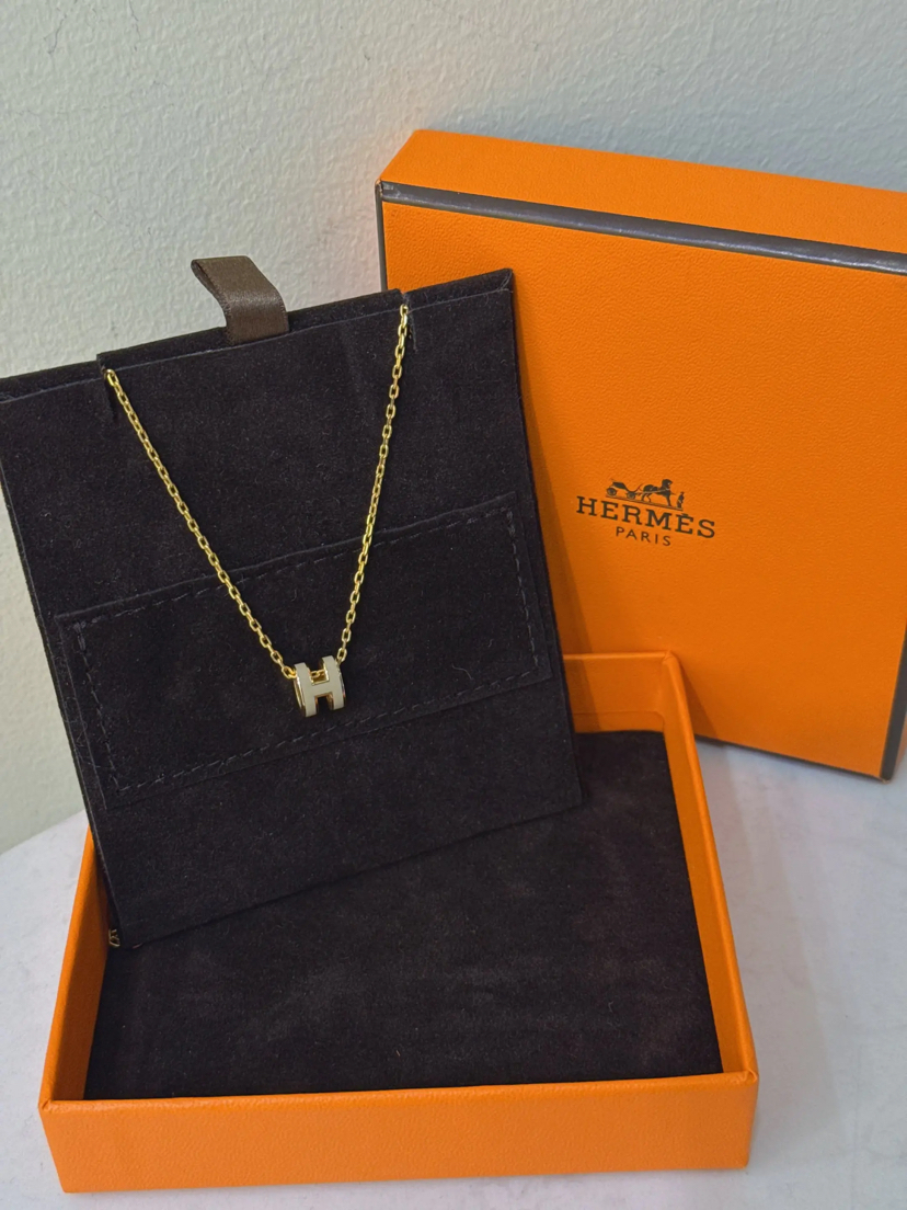 爱马仕 mini H 大象灰色 陶瓷 项链