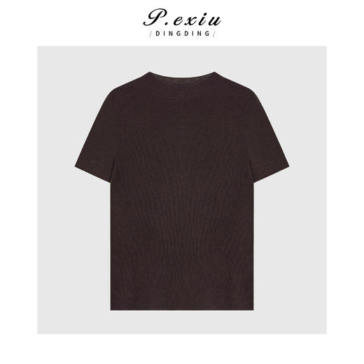 04-4潘依绣丁丁宠粉100%羊毛复古简约修身圆领短袖针织上衣Q62659 商品图0