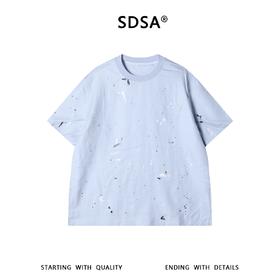 SDSA男装2026新款高贵轻奢潮牌撞色泼墨印花圆领短袖T恤百搭宽松