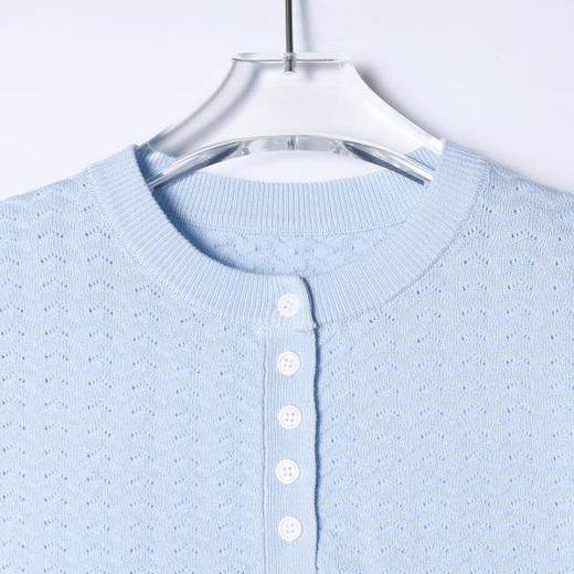 SDSA男装2026新款高贵轻奢提花肌理亨利领短袖针织衫宽松复古上衣 商品图1